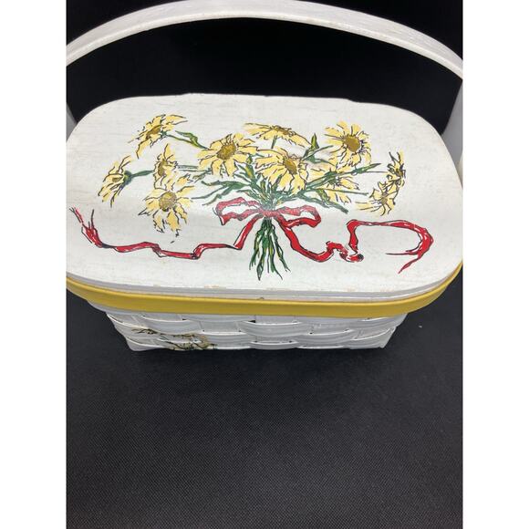 Vintage Unique Painted Purse Picnic Basket Signed Caro Nan Floral See Photos - Picture 5 of 16
